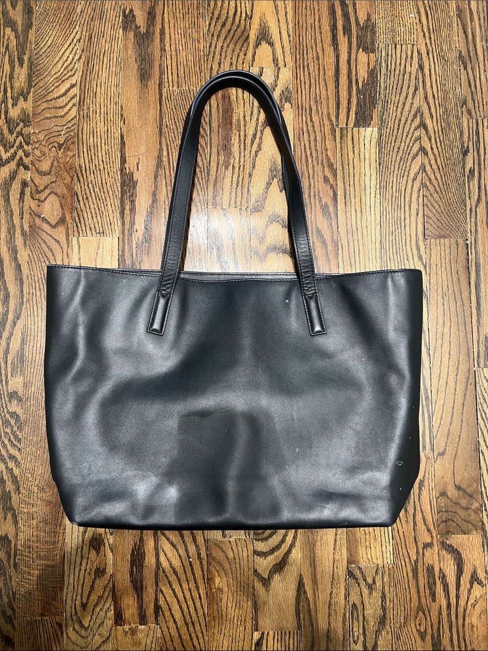 Quince Black Leather-Style Tote Bag